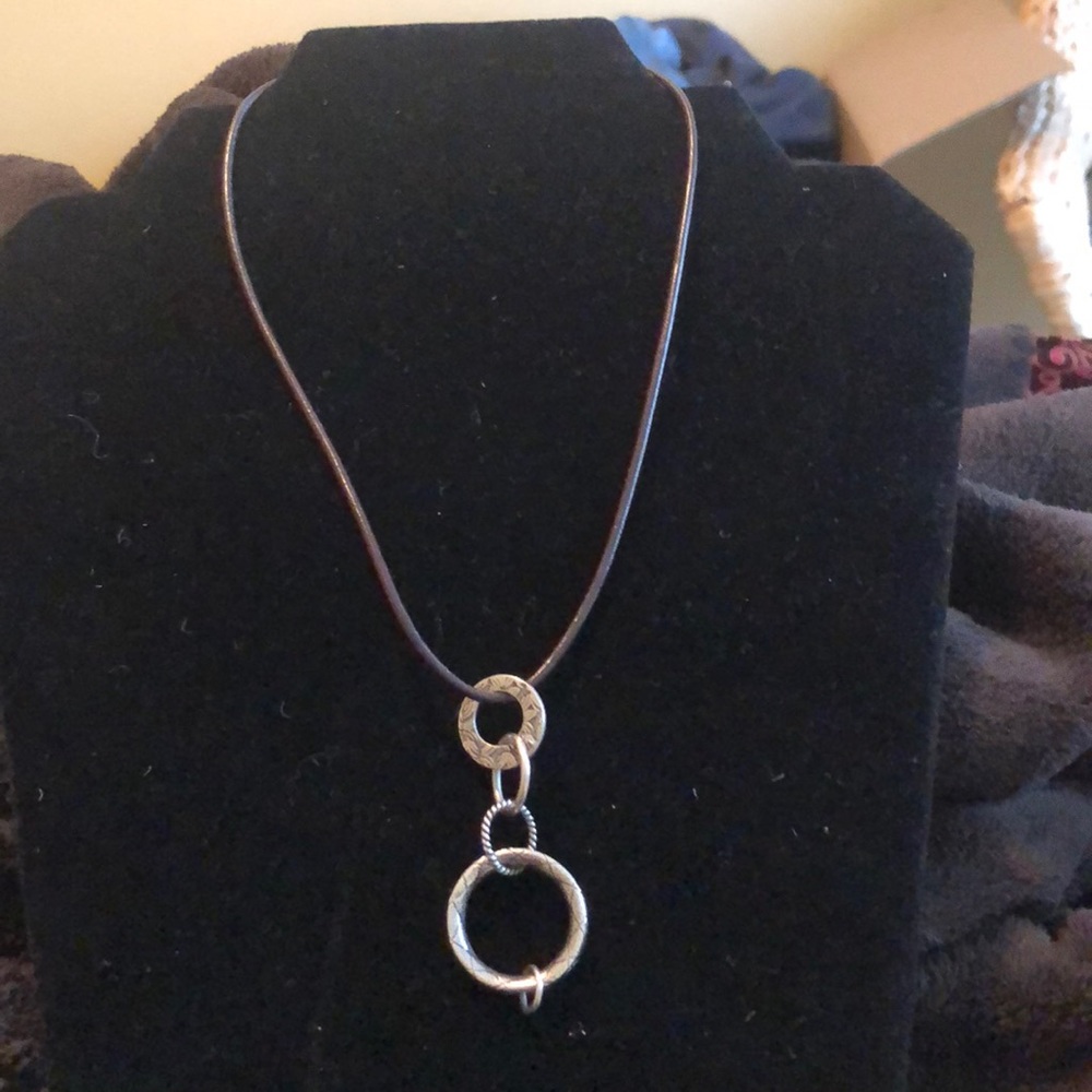 Brown Leather Necklace with Pendant